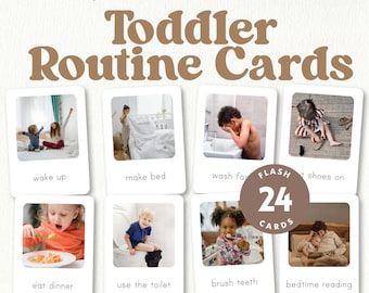 Schede didattiche per la routine dei più piccoli / Vita pratica Montessori / Programma di apprendimento visivo per bambini da 1 a 6 anni / PDF stampabile