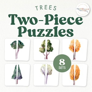 BÄUME Passende zweiteilige Puzzles | Montessori inspirierte visuelle Fähigkeiten Aktivität für Kleinkinder und Vorschulkinder | Lustige Natur basierende Karteikarten
