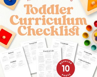 MONTESSORI 1-3 CURRICULUM CHECKLIST | Printable Record for Guides & Teachers | Homeschool or School Use | 12 months to 36 months
