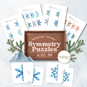 WINTER Complete the Snowflakes | Two-Piece Symmetrical Puzzles | Montessori Inspired Toddler Activity | Matching Game for Visual Skills