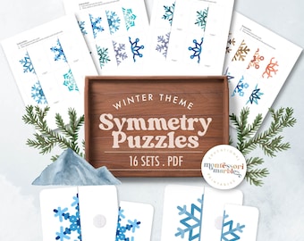 WINTER Complete the Snowflakes | Two-Piece Symmetrical Puzzles | Montessori Inspired Toddler Activity | Matching Game for Visual Skills