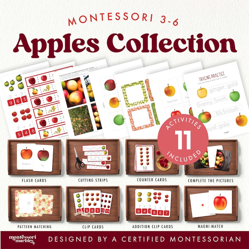 Apple Montessori Activity Bundle | Fall Visual Skills and Math ...