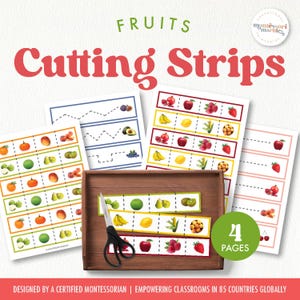 FRUITS Cutting Strips | Preschool & Kindergarten Printable | Montessori Inspired Printable Activities | Practicing Scissor Skills