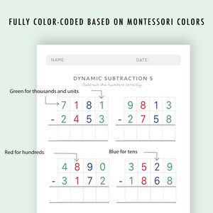 Subtraction Worksheets Grade 4-6 | Math Drills Ages 9-12 | Advanced Four-Digit Mastery PDF | Montessori Printable image 5