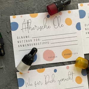 4 voorbeeldkaarten Duitse essentiële oliën - sjabloondownload om zelf uit te printen - adviseur - doterra - Young Living - aromatherapie