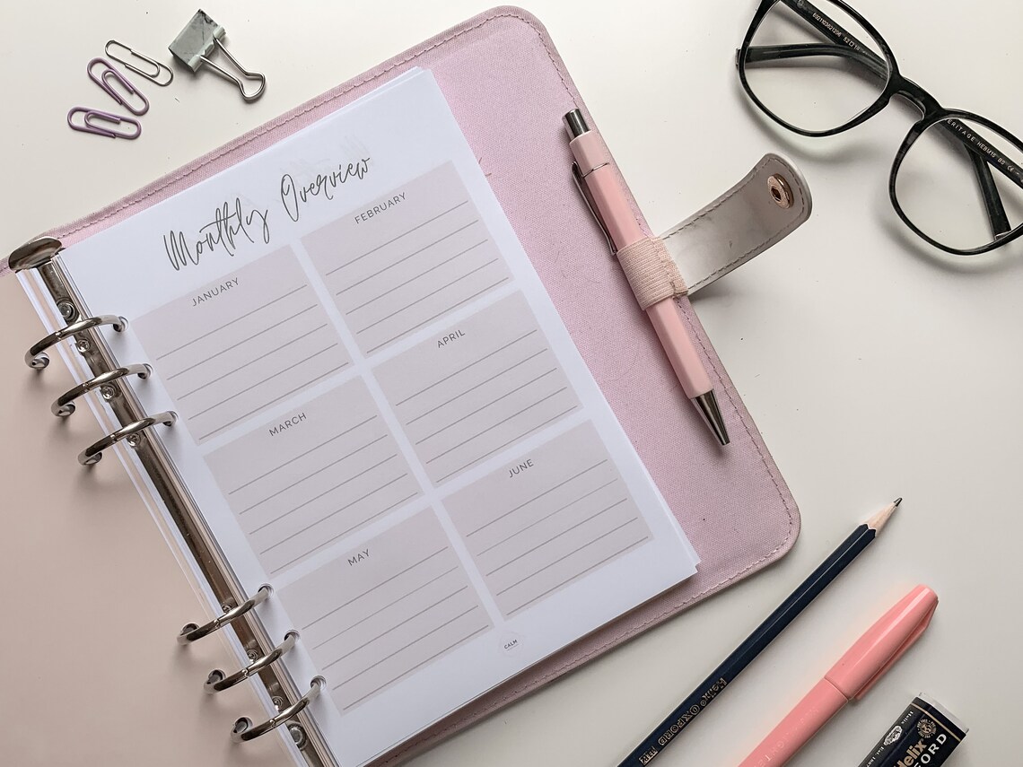 Printed Monthly Overview A5 Planner Insert. A5 Filofax Insert Etsy UK