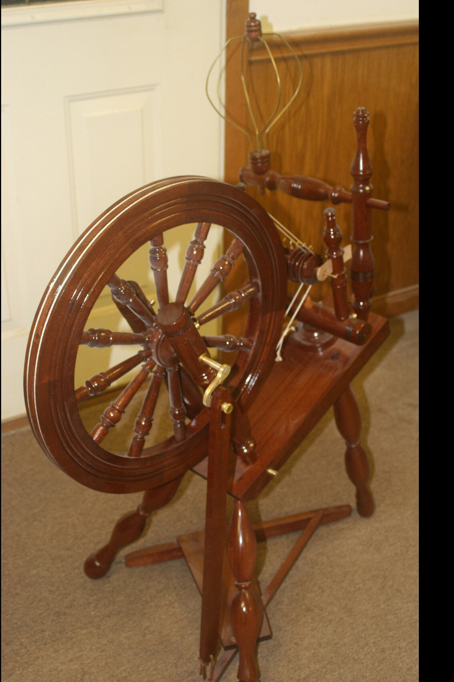 Spinning Wheel Colonial Style Sapele Hardwood Etsy