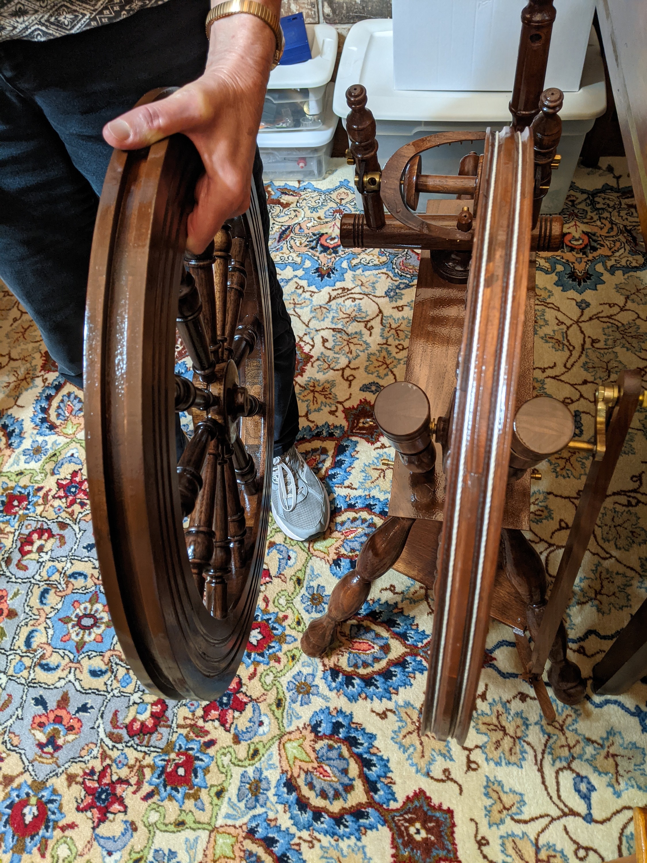Spinning Wheel Colonial Style American Walnut Etsy