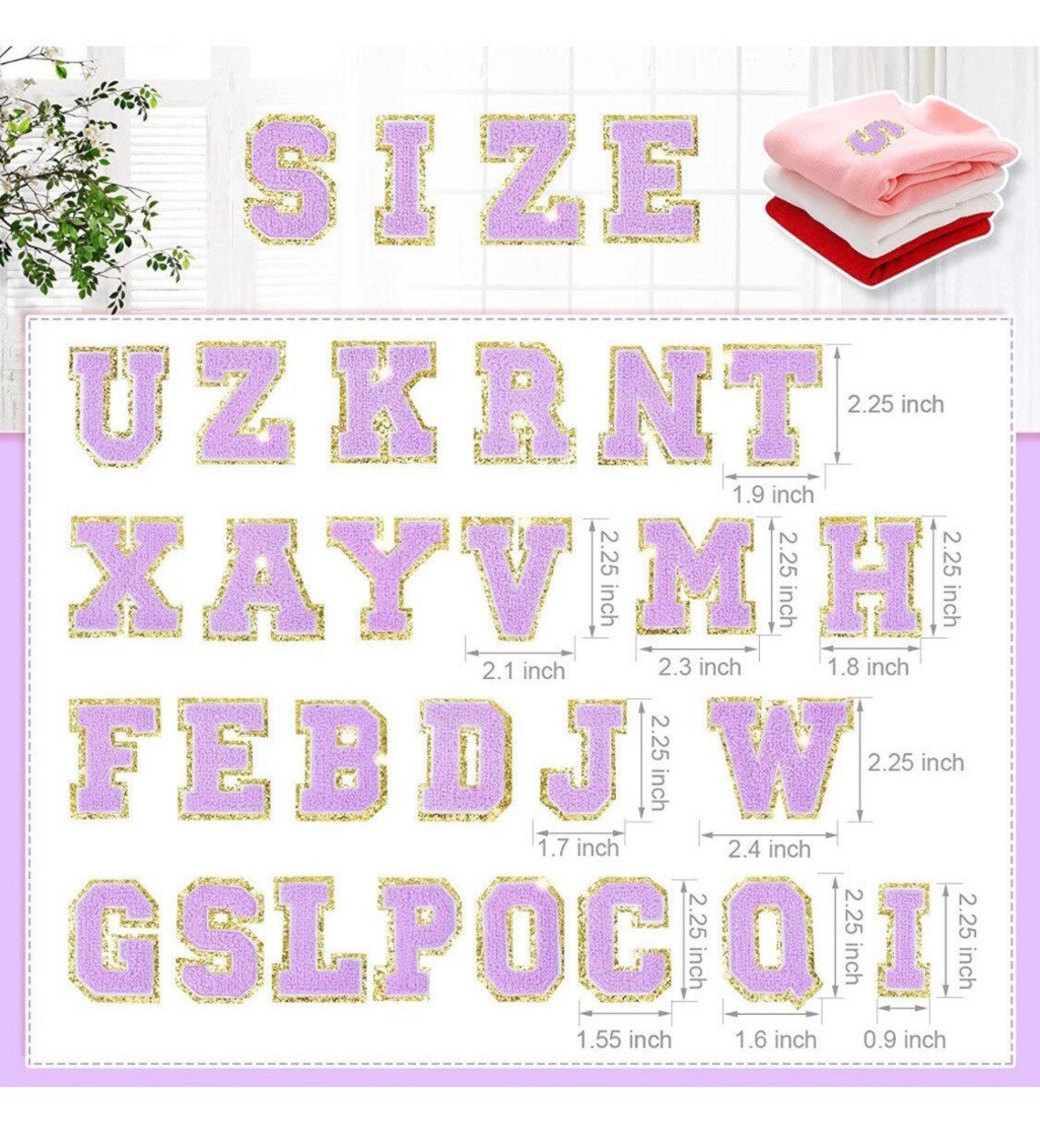2.25 Inch Purple Chenille Letter Patches With Gold Trim (iron On/ Sew ...