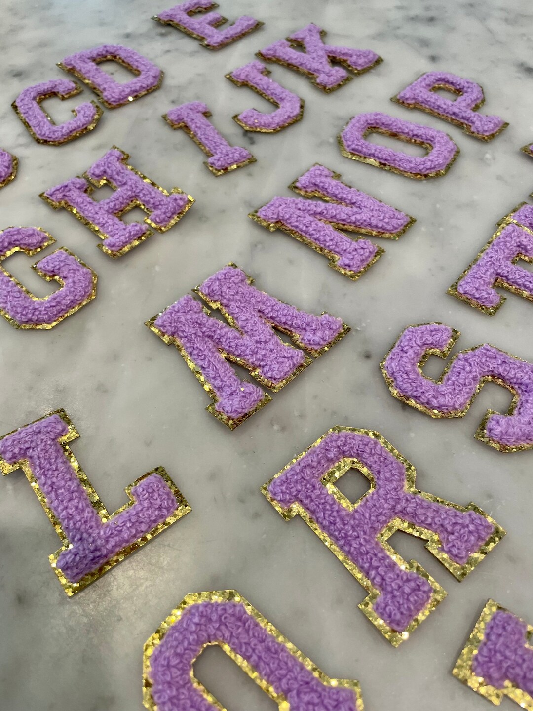 2.25 Inch Purple Chenille Letter Patches With Gold Trim (iron On/ Sew ...