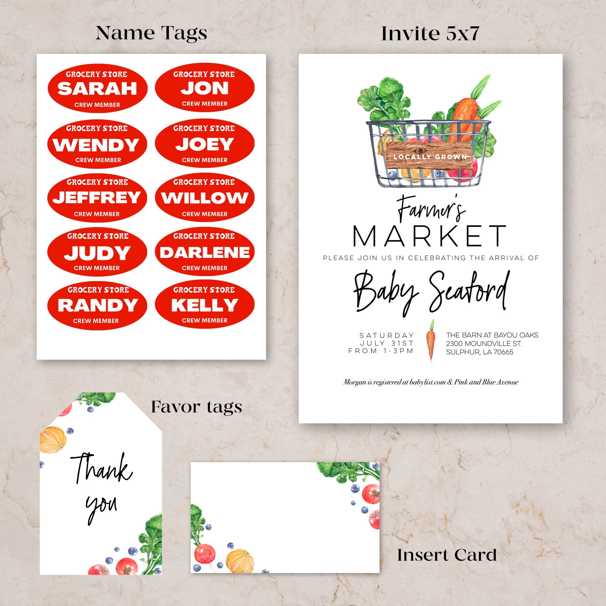 Digital Grocery Store Name Tag Template, Cricut Template, Printable