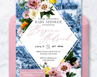 Digital Baby shower invite, bridal shower invite, birthday party invite, Italian invite, Mediterranean invite, Sicilian invite, invitation