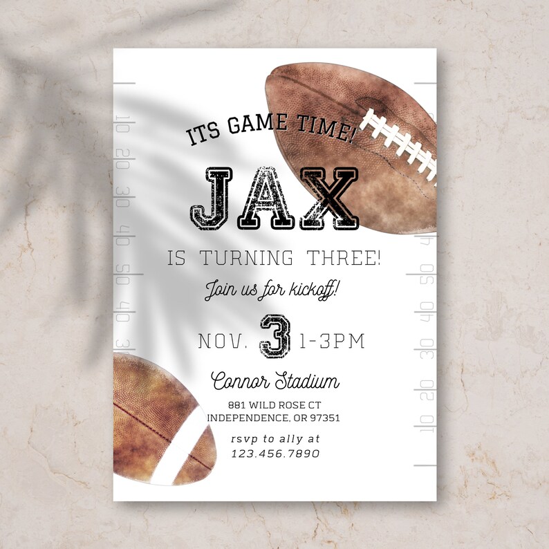 Digital Football Birthday Invitation First Down Birthday - Etsy