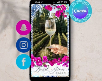 Filtro de redes sociales de estilo griego digital, filtro de historias de redes sociales, plantilla de reel, despedida de soltera con buganvillas, despedida de soltera griega