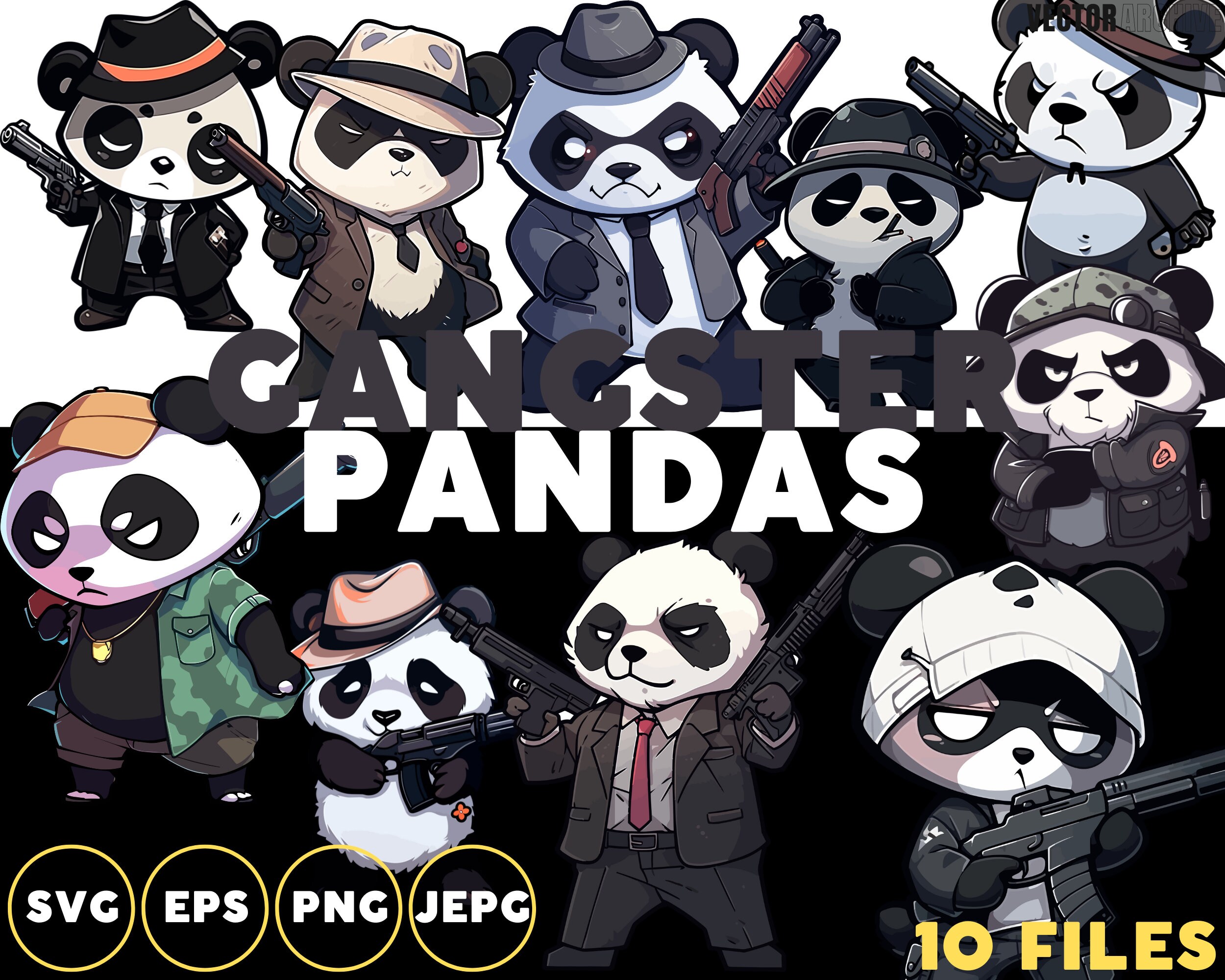 100 Panda Clipart Set Bundle Cute Cool Pandas Sticker Pack Wall Decal ...
