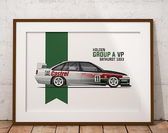 Holden VP GROUP A Bathurst  - Classic Car Illustration - printable art