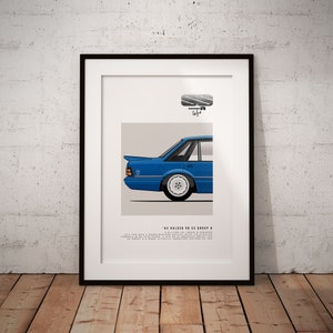 Holden VK SS Gruppo A (blu) posteriore - Classic Car Illustration - arte stampabile