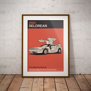DeLorean Users Manual  - Classic Car Illustration - printable art