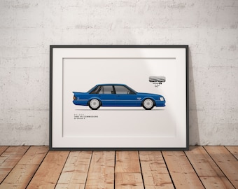 Holden VK SS Group A  (blue) - Classic Car Illustration - printable art