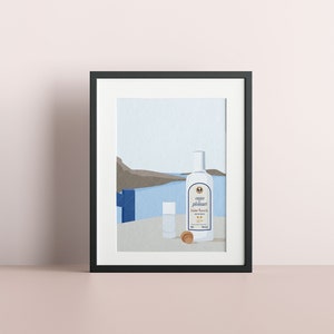 Ouzo am Meer - Illustration - druckbare Kunst