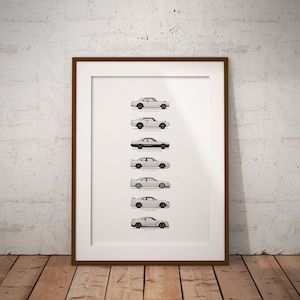 Nissan Skyline/GT-R Heritage - Classic Car Illustration - printable art