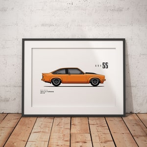 Holden LX Torana A9X SS (arancione) - Illustrazione auto d'epoca - arte stampabile