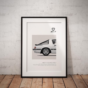 Mazda FB RX-7 white (rear) - Classic Car Illustration - printable art