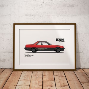 Nissan Skyline 83 2000 RS TURBO - Classic Car Illustration - printable art