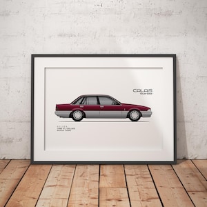Holden VL Calais Turbo  (maroon) - Classic Car Illustration - printable art