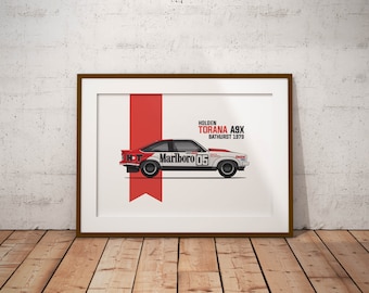 Holden Torana A9X Bathurst - Illustrazione di auto d'epoca - arte stampabile