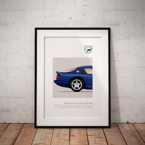 Dodge Viper GTS (blue) rear - Classic Car Illustration - printable art