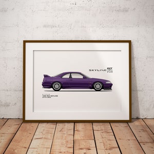 Nissan Skyline 97 R33 GTR V-Spec - Classic Car Illustration - printable art