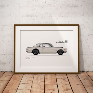 Nissan Skyline 69 2000 GT-R - Classic Car Illustration - printable art