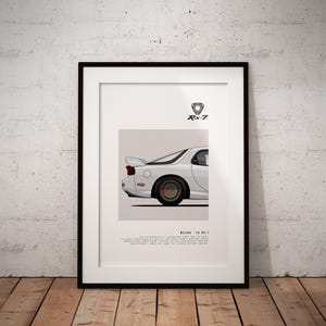 Mazda FD RX-7 white (rear) - Classic Car Illustration - printable art