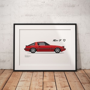 Mazda FB RX-7 - Oldtimer Illustration - printable Art