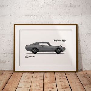 Nissan Skyline 73 2000 GT-R - Classic Car Illustration - printable art