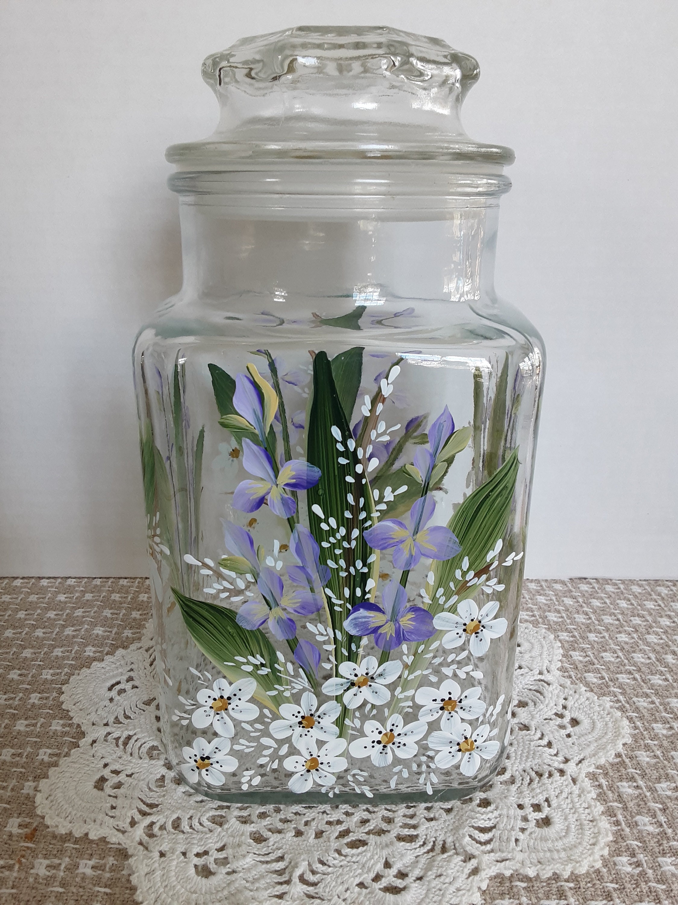 Tarro de almacenamiento pintado a mano con tapa ajustada. | Etsy