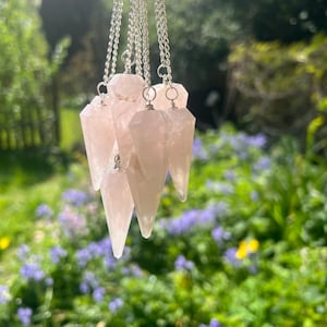 Rose Quartz Crystal Pendulum: Faceted Gemstone Dowsing Tool