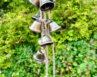 Witchbells, witch bells, door hanger, wind chime, pagan decor, witchy decoration, jute rope, natural
