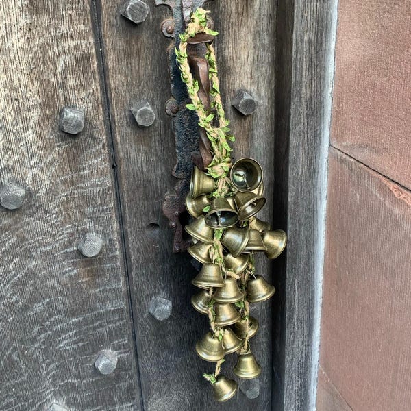 Witch Bells Door Hanger: Pagan Protection Chime with Jute Vine