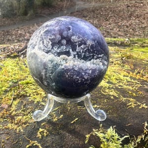 Purple Grape Agate Sphere: Botryoidal Chalcedony Crystal Ball