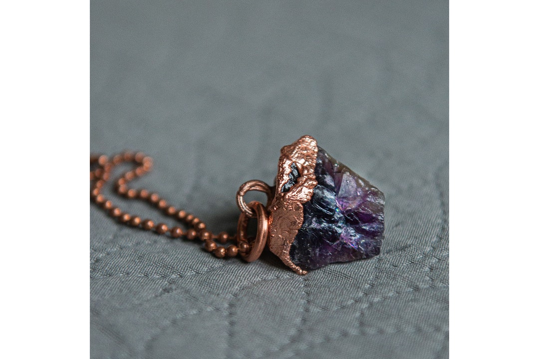 Copper Pendant Jewelry With Raw Amethystgift for Etsy UK