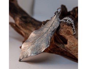 Silver jewelry pendant cherry leaf patina for a gift to a woman , Jewelry necklace,Copper jewelry pendant,leaf cherry,Silver,Silver pendant