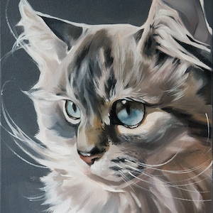 Portraits d'animaux de compagnie personnalisés, toile d'art originale, peinture à l'huile de chat, art de chat, décoration, peinture d'une seule pièce, art original, peinture à l'huile originale, cadeau