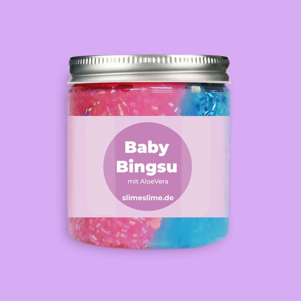 BABY BINGSU Perles Rose et Bleu Aleovera Huile Paillettes SLIME pour Cadeau, Accessoires Slime Élégants Soulagement de l'Anxiété Slime de Fête Unique en Pot