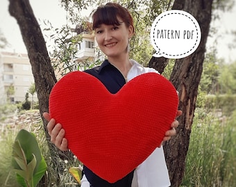 Crochet Heart Pillow Pattern: Amigurumi Cushion, Beginner Friendly (PDF)