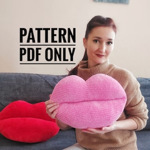 Crochet lips pillow pattern, Crochet lips tutorial