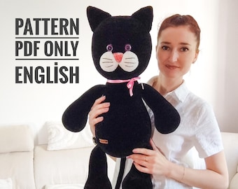 Mönster för virkad docka för stor katt: Instruktioner för amigurumi-kattunge (PDF-mönster)