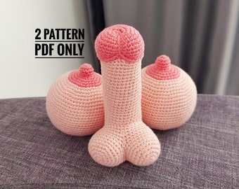 Crochet penises toy pattern, Amigurumi pattern for beginner, Crochet penis and boobs Pdf photo tutorial, Funny mature gift for her