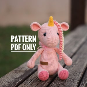 Delilah the Unicorn crochet pattern English, crochet toys pattern, amigurumi unicorn